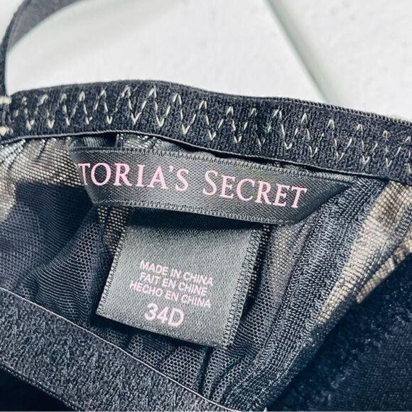 Victoria's Secret women's bra nightie size 34D satin lace trim black padded - Picture 3 of 8